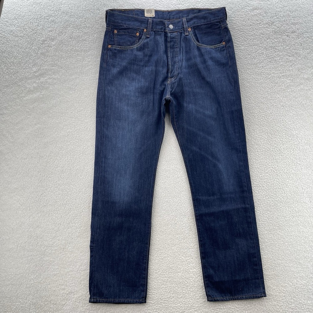 Levis 501 Jeans Mens 38x34 Blue Dark Wash Original Straight Button Fly Denim NEW